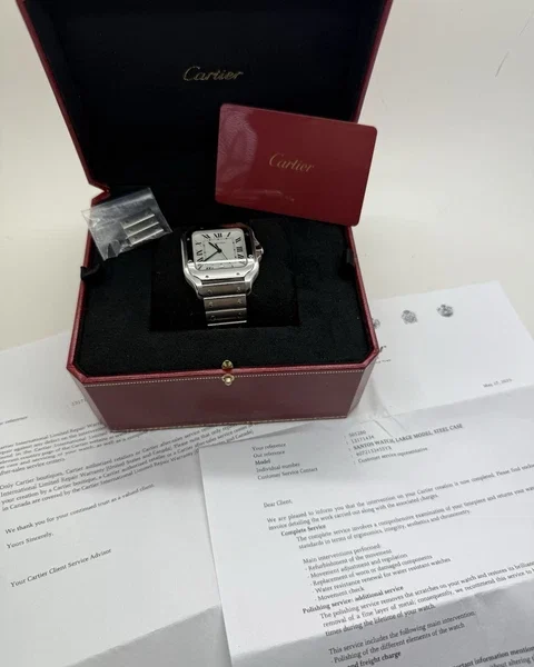 Montre automatique cartier santos 2018, cadran blanc, 39,8 mm, acier, wssa0009 b+p