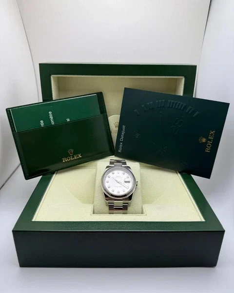 Authentique rolex datejust 36 d’occasion avec cadran diamant 116234, excellent état