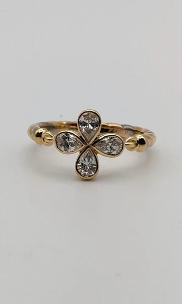 Bague cartier en or tricolore 18 carats et diamants, taille 54 (ue) – 6,75 (us) – avec boîte