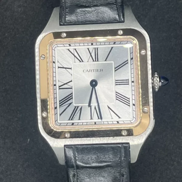 Montre homme cartier santos dumont w2sa0011, cadran argenté, boîte et papiers
