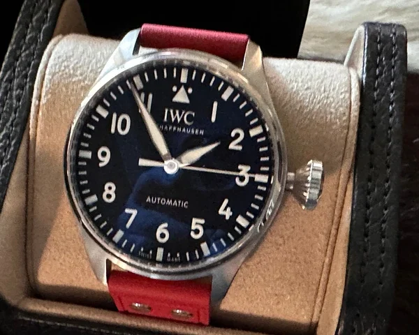 Montre iwc big pilot 43 mm avec 2 bracelets oem, garantie d’usine, ensemble complet – cadran noir