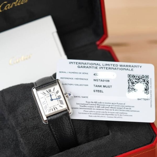 Cartier Tank Must Large WSTA0109 Montre en acier à cadran en argent Quartz pour homme