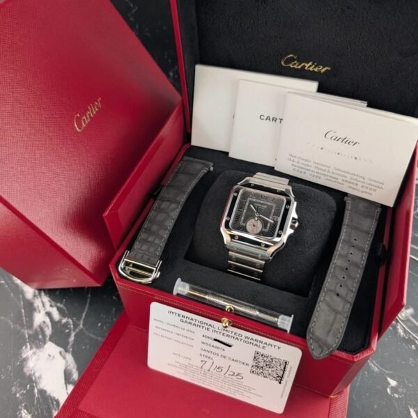 Cartier Santos de Cartier Grand Gris double temps WSSA0076 Ensemble complet