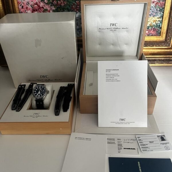 Montre d’aviateur IWC pour homme, bracelet en cuir marron et noir, noir et marron