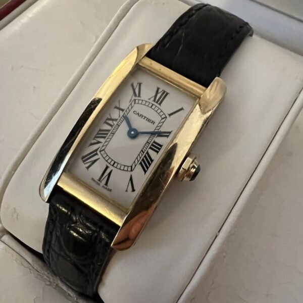 Cartier Tank Américaine, petite montre en or jaune massif 18 carats, réf. 1710, boîte et papiers, W2601556, 2000