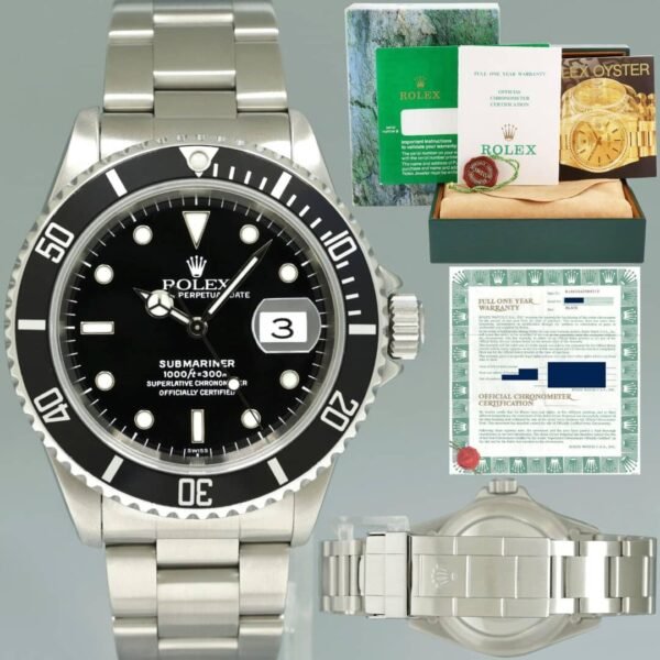Rolex Submariner Date 16610 Acier Noir 40mm Coffret Montre