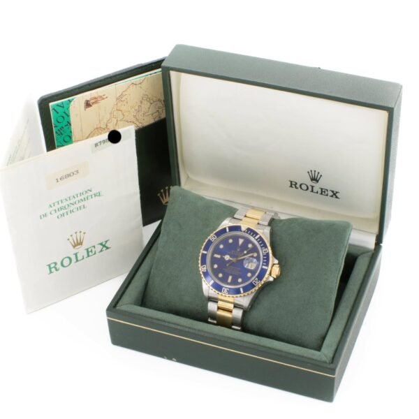 Montre Rolex OP Submariner « Bluesy » bicolore 16803 avec boîte et papiers